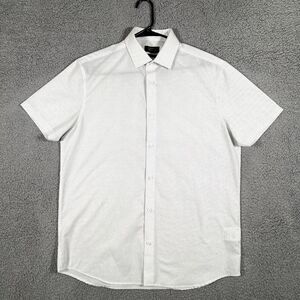 Galeries Lafayette Shirt Mens 41/42 Large White Polka Dot‎ Casual Preppy Adult